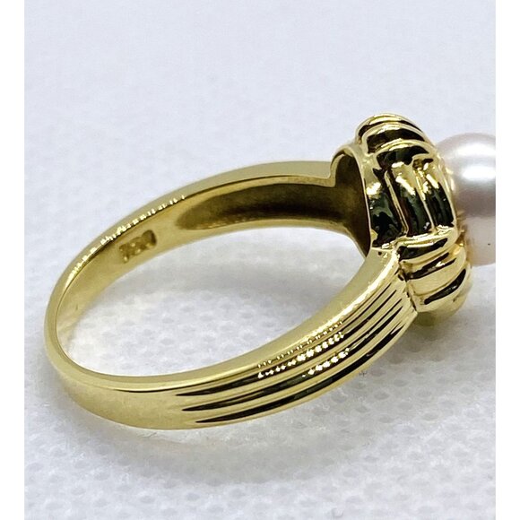 Tiffany & Co 18K 750 Yellow Gold Pearl Ring 6.2mm Akoya Pearl - Picture 3 of 8
